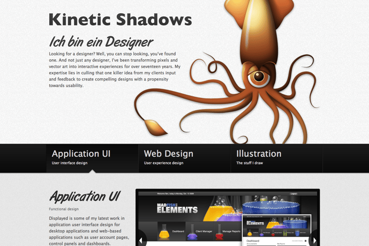 Kinetic Shadows website preview